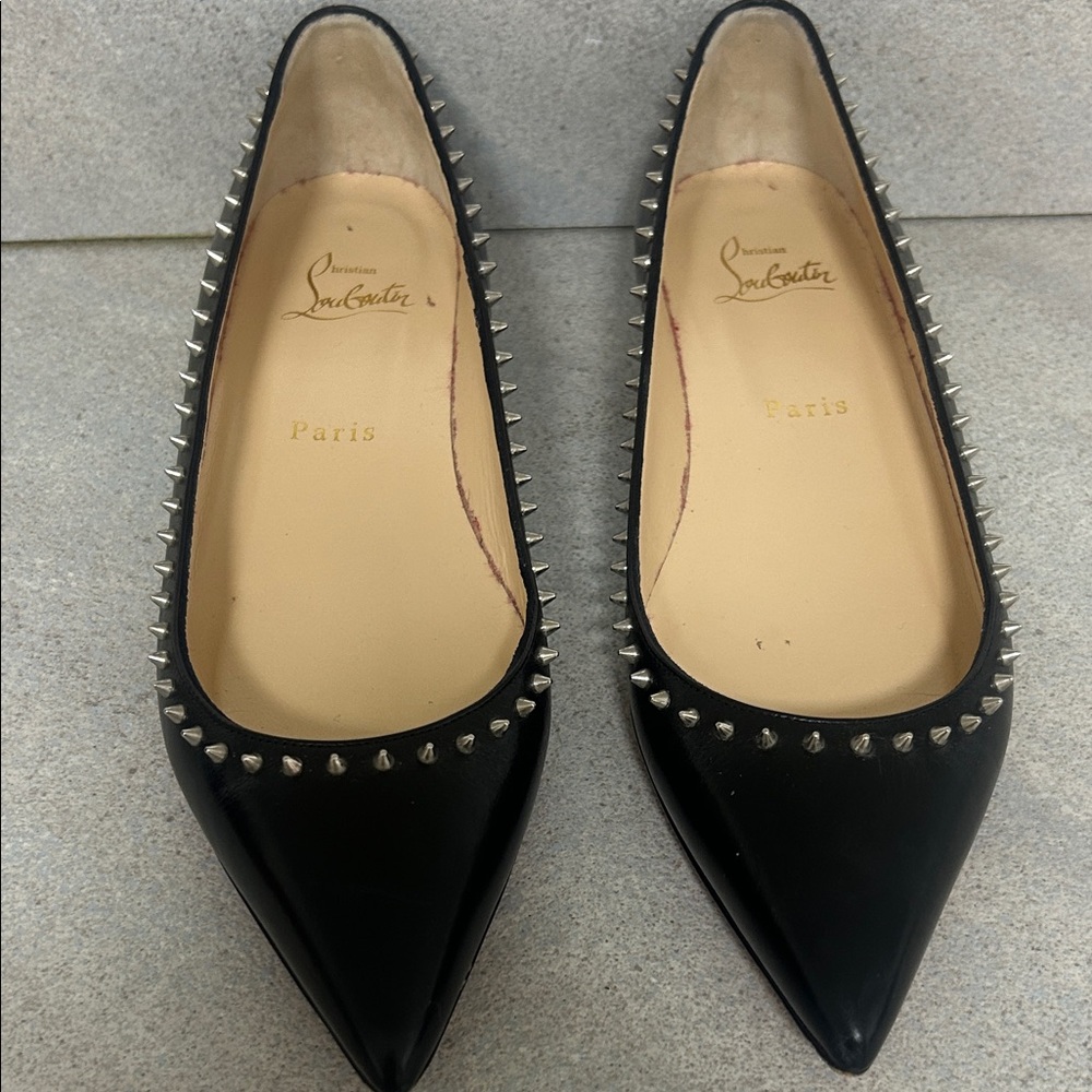 Christian Louboutin Black Spiked Flats